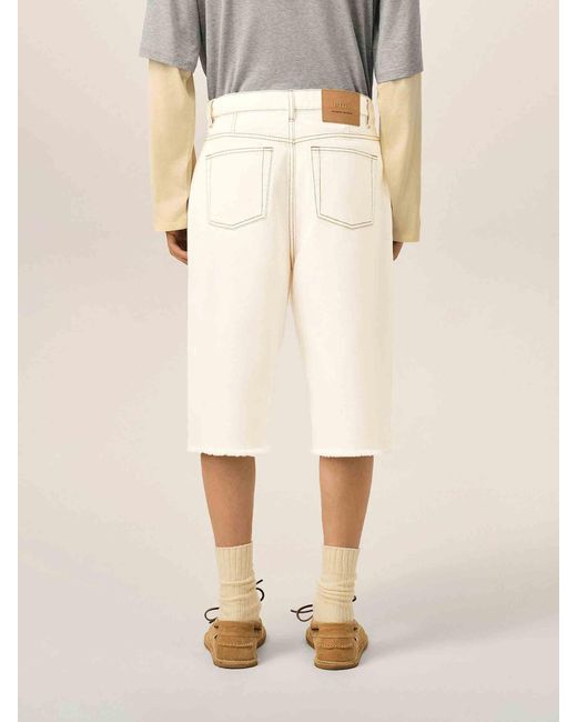 AMI Natural Wide Leg Cotton Bermuda Shorts for men