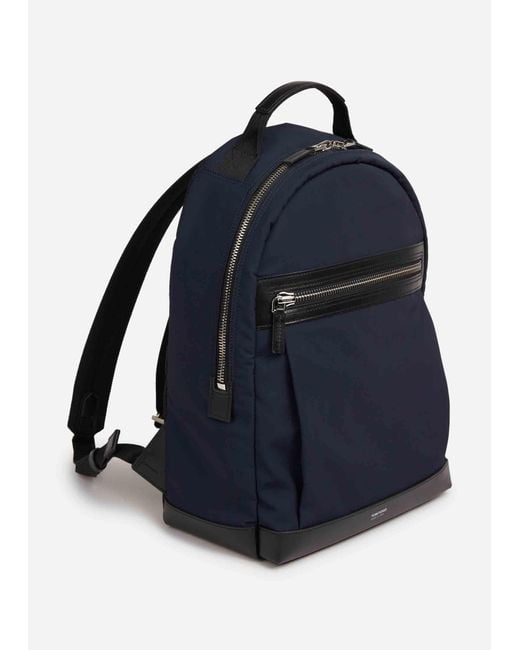 Tom Ford Blue Nylon Leather Backpack for men