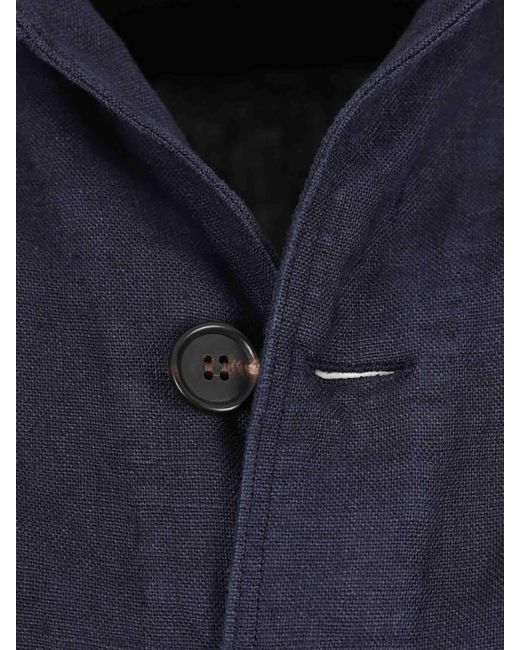 Vincenzo Di Ruggiero Blue Plain Linen Shirt for men
