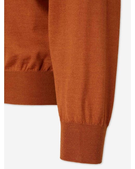 Herno Orange Thin Crew Neck Sweater for men