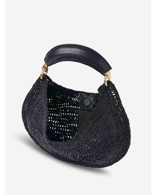 Sac Hobo En Raphia Summer Banana Chloé en coloris Black