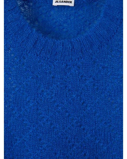 Jil Sander Blue Mohair Knit Sweater