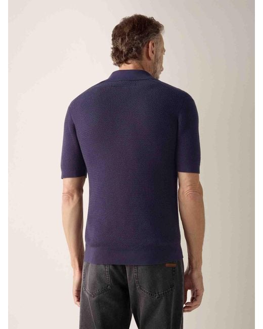 Zegna Blue Knitted Polo Shirt for men