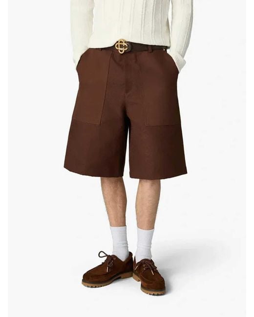 Casablanca Brown Monogram Cotton Bermuda Shorts for men