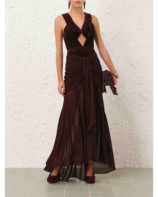 Zimmermann Purple Valiant Draped Stretch Dress