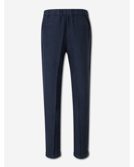 Santa Eulalia Blue Straight Linen Trousers for men