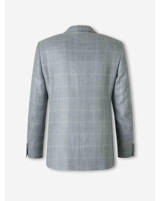 Canali Gray Blazer Straight Checkered for men