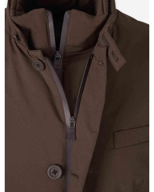 Herno Brown Long Feather Down Jacket for men