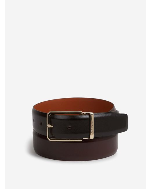Santoni Brown Adjustable Leather Belt for men