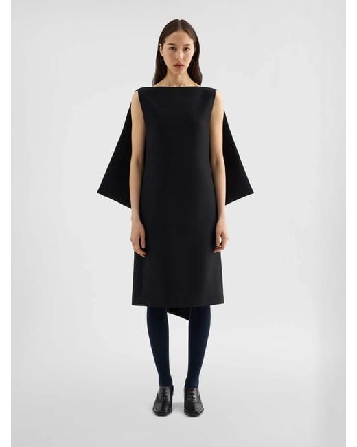 Jil Sander Black Silk And Wool Midi Dress