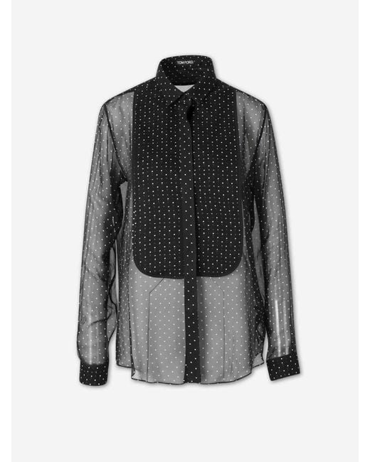 Tom Ford Black Semi-Transparent Blouse