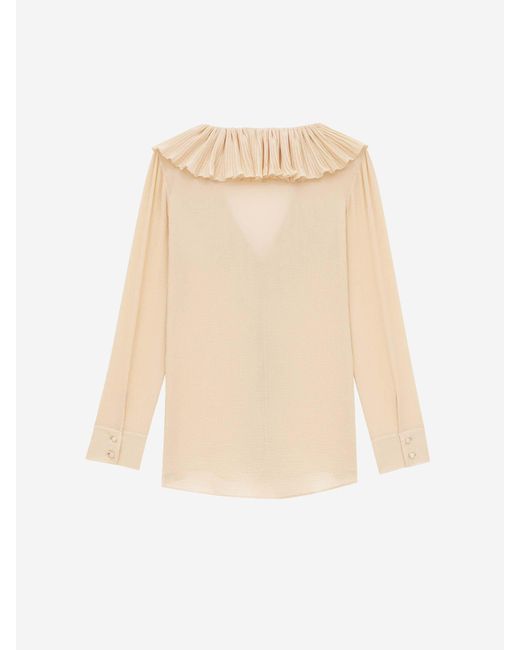 Camicetta Con Volant di Saint Laurent in Natural