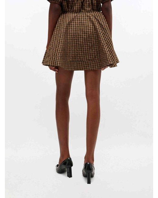 Ganni Natural Mini Check Skirt