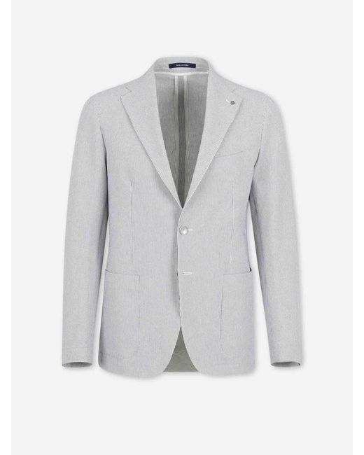 Tagliatore Gray Straight Cotton Suit for men