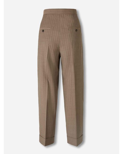 Max Mara Natural Pinstripe Trousers