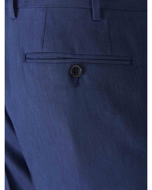 Canali Blue Linen And Wool Suit for men