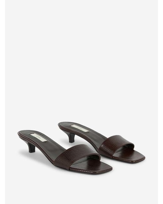 Totême White Lizard Effect Leather Mules