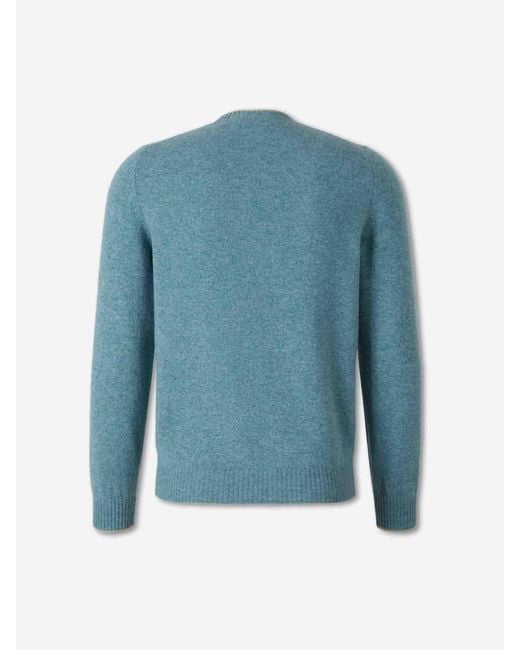 Santa Eulalia Blue Cashmere Crew Neck Sweater for men