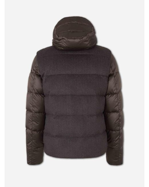 Moorer Brown Down Jacket With Detachable Sleeves for men
