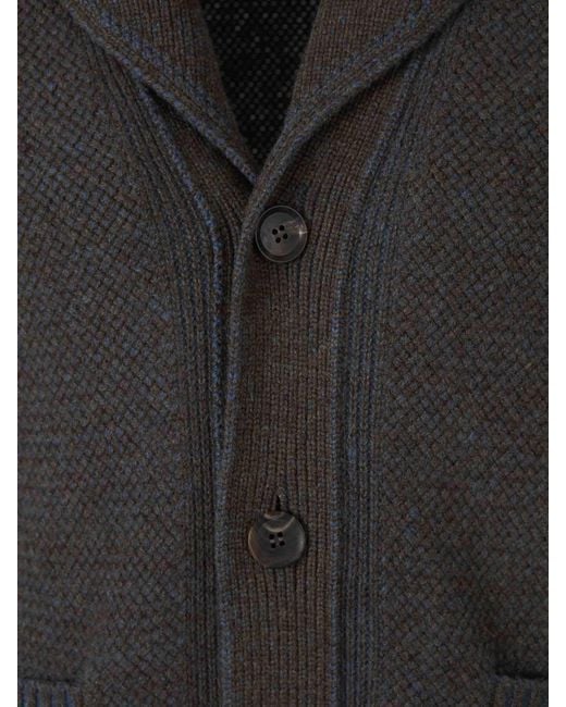 Zegna Black Textured Knit Cardigan for men