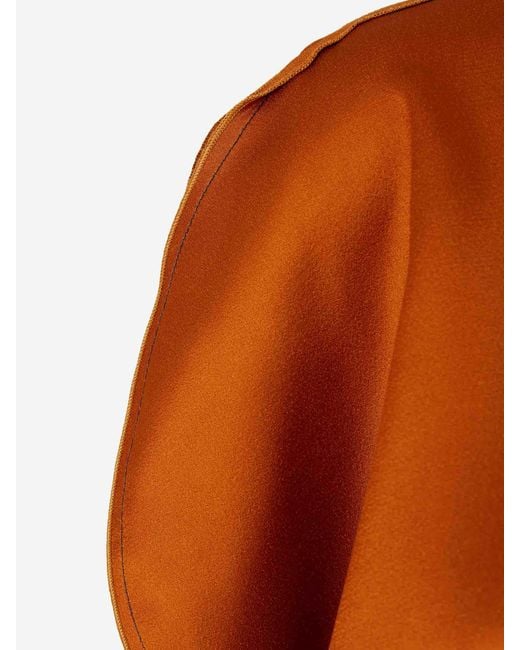 Victoria Beckham Orange Draped Satin Blouse