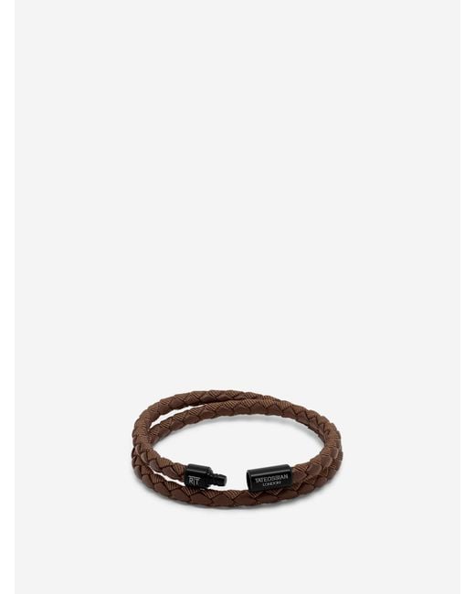 Tateossian White Chelsea Leather Bracelet for men