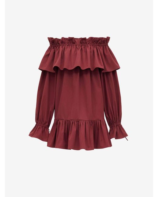 Vestido Mini Volantes Saint Laurent de color Red