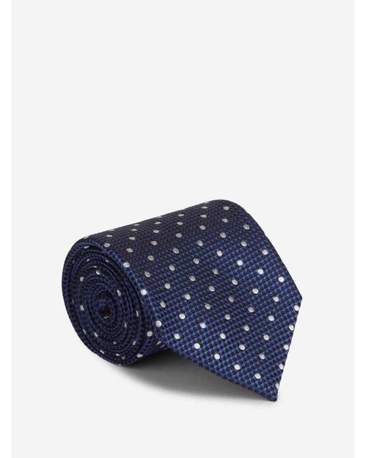 Tom Ford Blue Silk Polka Dot Tie for men