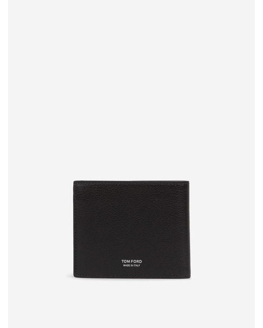 Tom Ford White Foldable Leather Cardholder for men