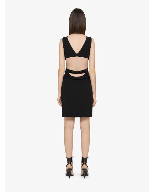 Robe à découpes en crêpe et satin avec détail en strass Givenchy en coloris Black