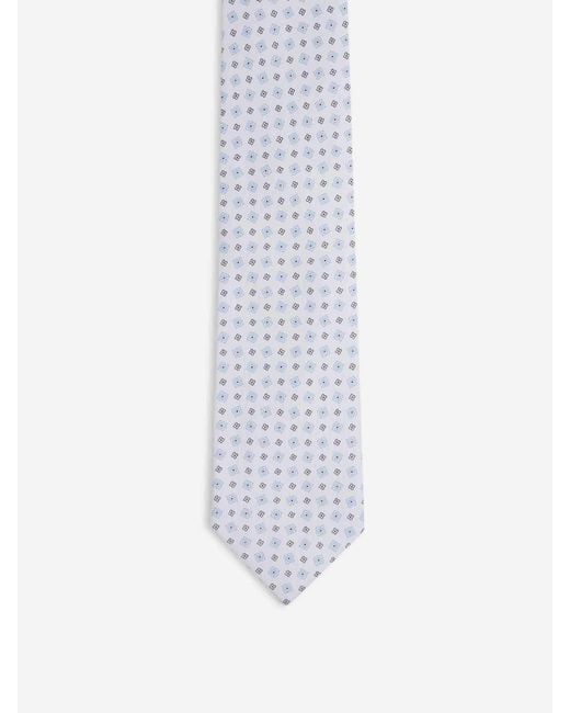 Marinella White Floral Silk Tie for men