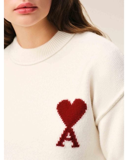 AMI Natural Wool Logo Jersey
