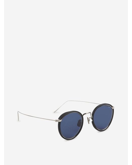 Eyevan 7285 Blue Round Sunglasses for men