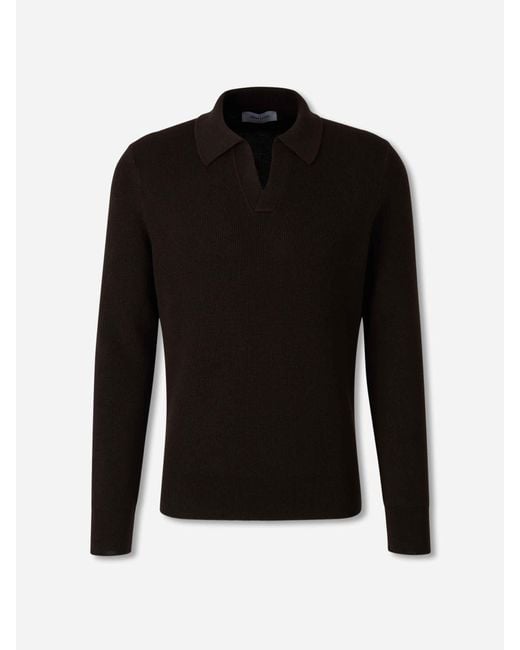 Gran Sasso Black Polo Neck Sweater for men