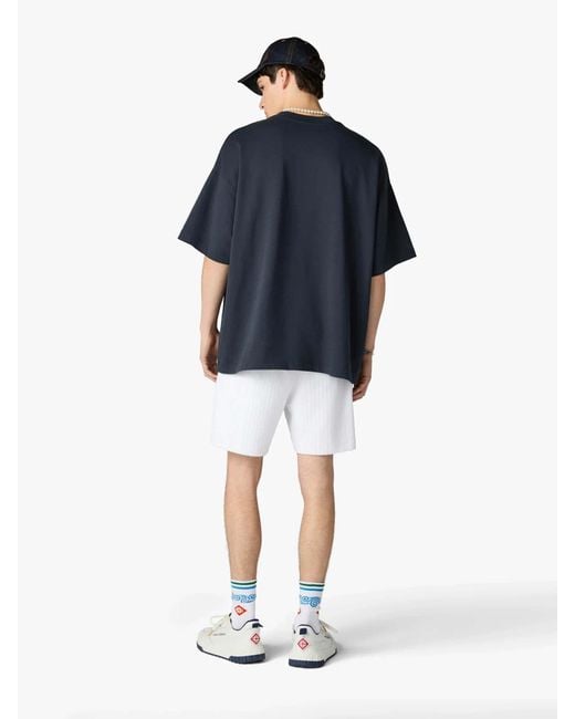 Casablanca White Ribbed Logo Bermuda Shorts for men