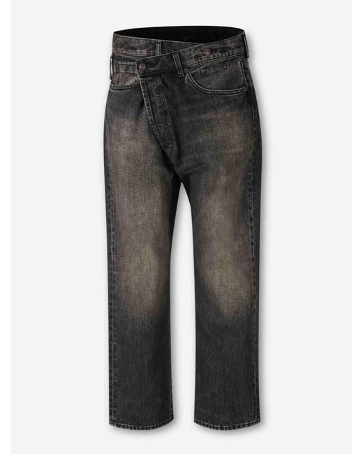 R13 Gray Wide Crossover Jeans