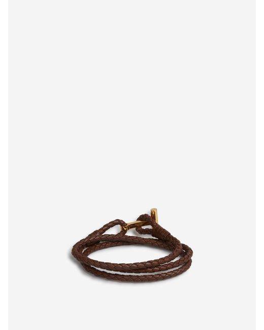 Tom Ford White Braided Leather Bracelet for men