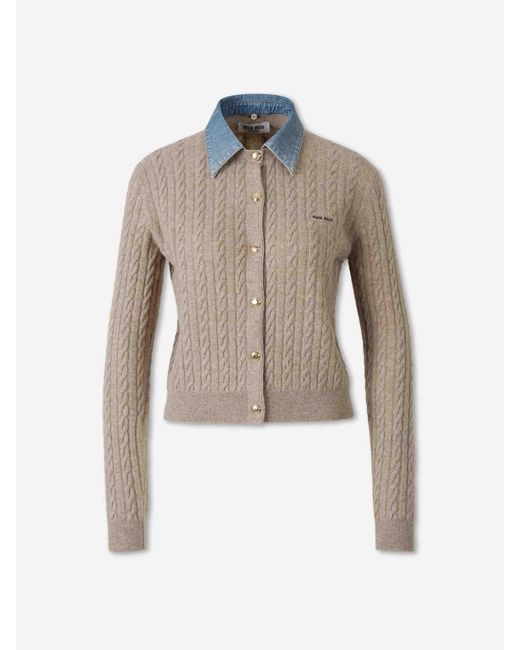 Miu Miu White Denim Collar Cardigan