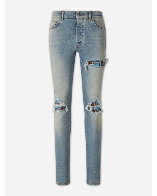 Amiri Blue Flannel Jeans Mx1 for men