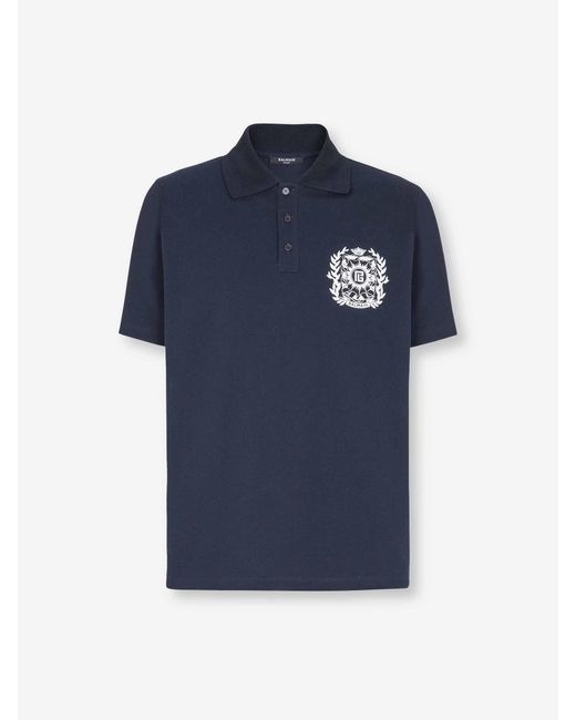 Polo Logo Estampado Balmain de hombre de color Blue