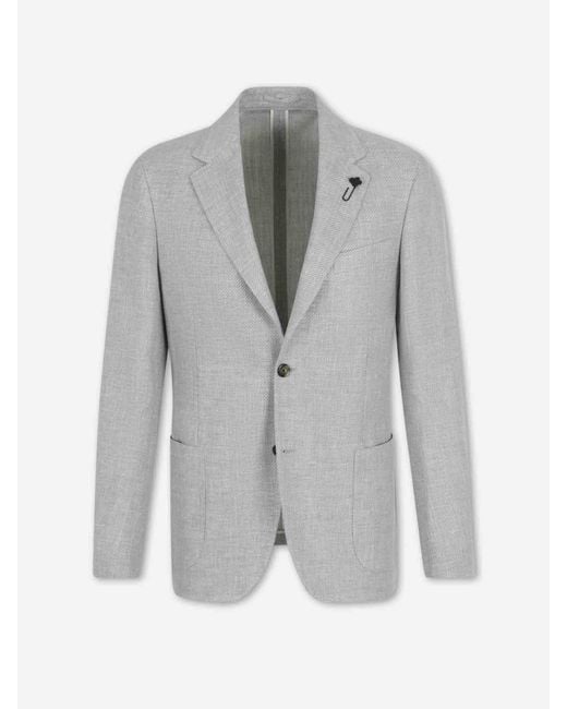 Lardini Gray Blazer Straight Wool for men