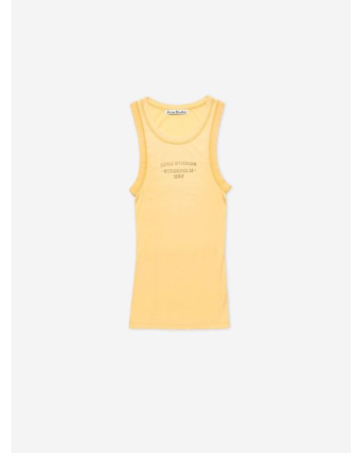 Acne White Logo Tank Top for men