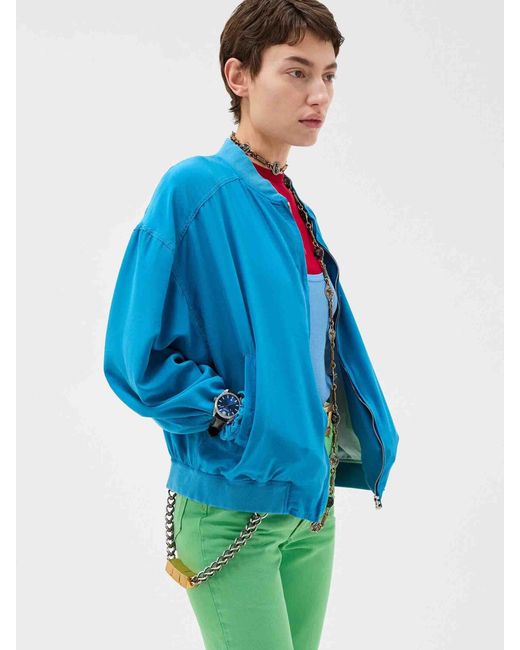 Versace Blue Poplin Bomber Jacket