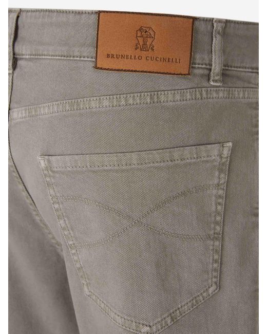 Brunello Cucinelli Gray Straight Leg Cotton Jeans for men