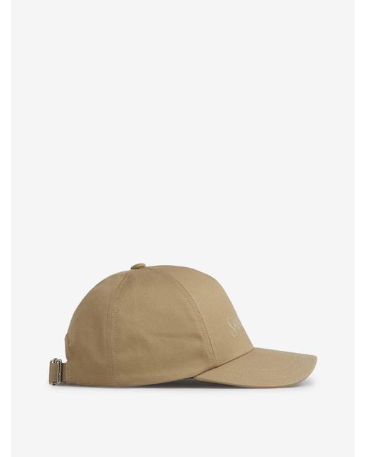 Saint Laurent Gorra Algodón Logo in Natural für Herren