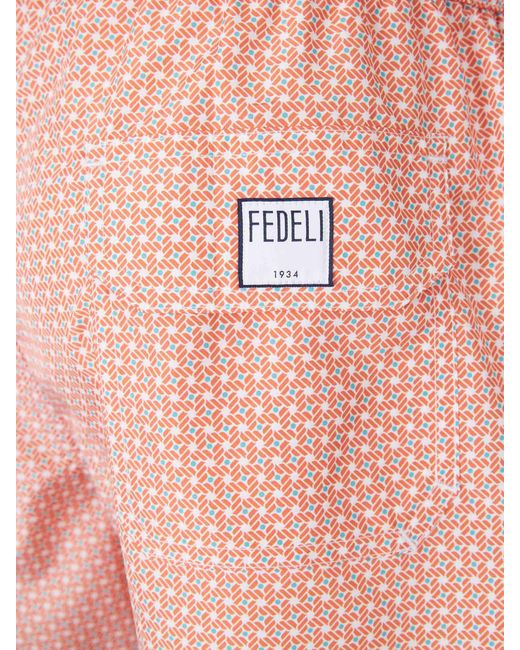 Fedeli Pink Printed Swimsuit for men