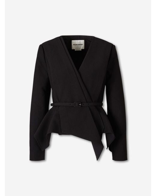 Roland Mouret Black Asymmetrical Peplum Blazer