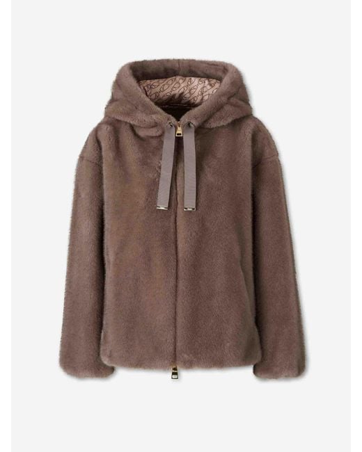 Chaqueta Capucha Pelo Herno de color Brown