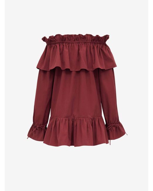 Vestido Mini Volantes Saint Laurent de color Red