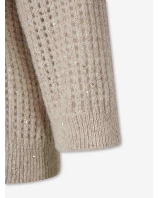 Peserico Natural Openwork Sequin Sweater